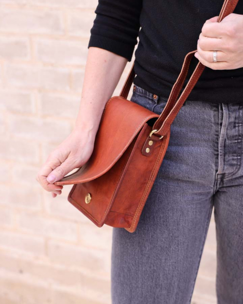 Mini long Leather full flap bag