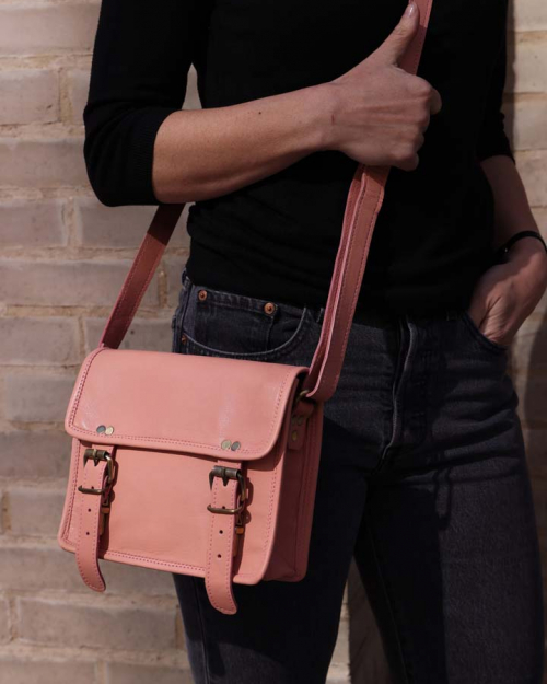 Small pink leather bag