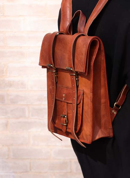 Leather 2 buckle roll top backpack - Image 4