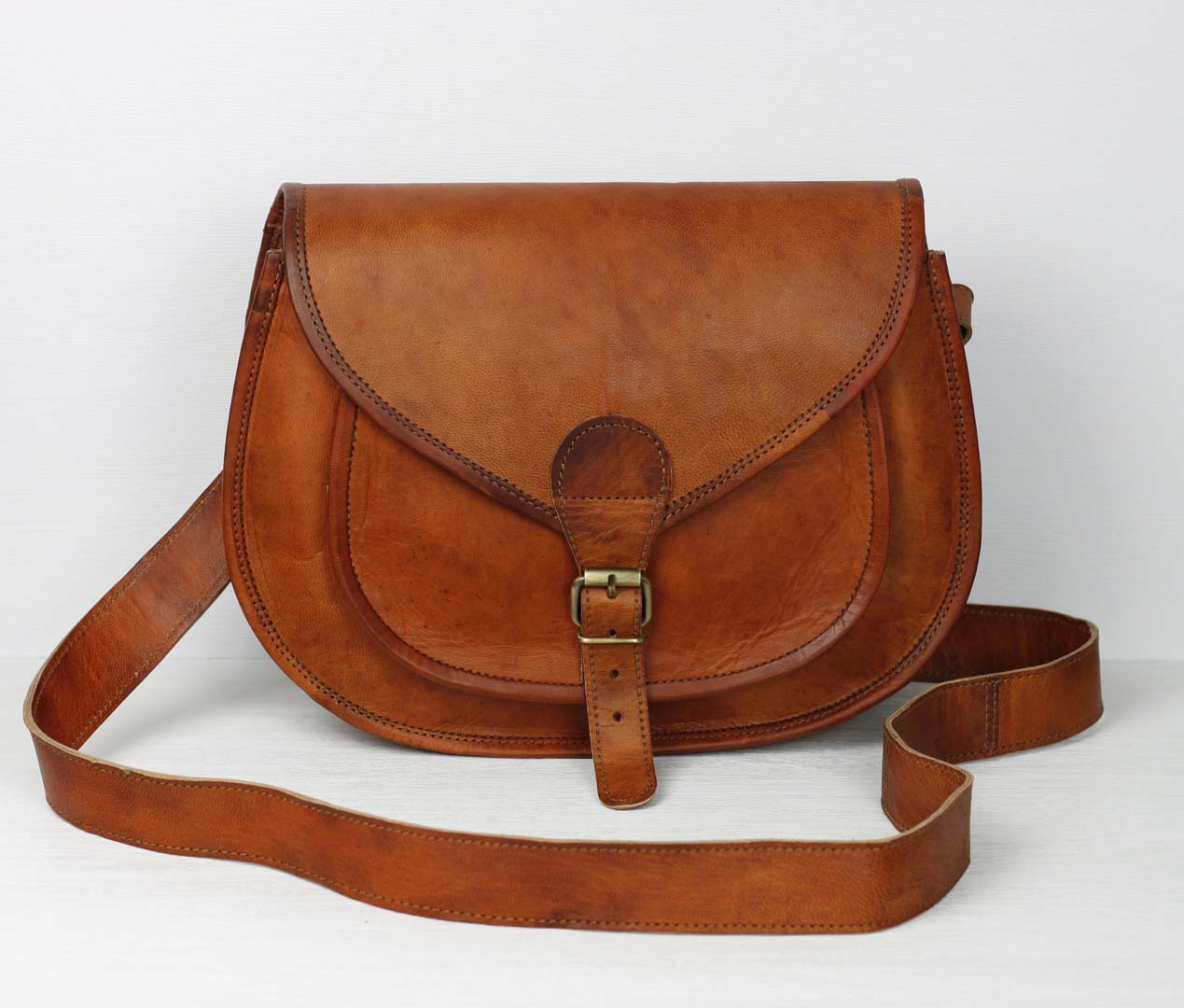 Large Vintage Style Leather saddle bag